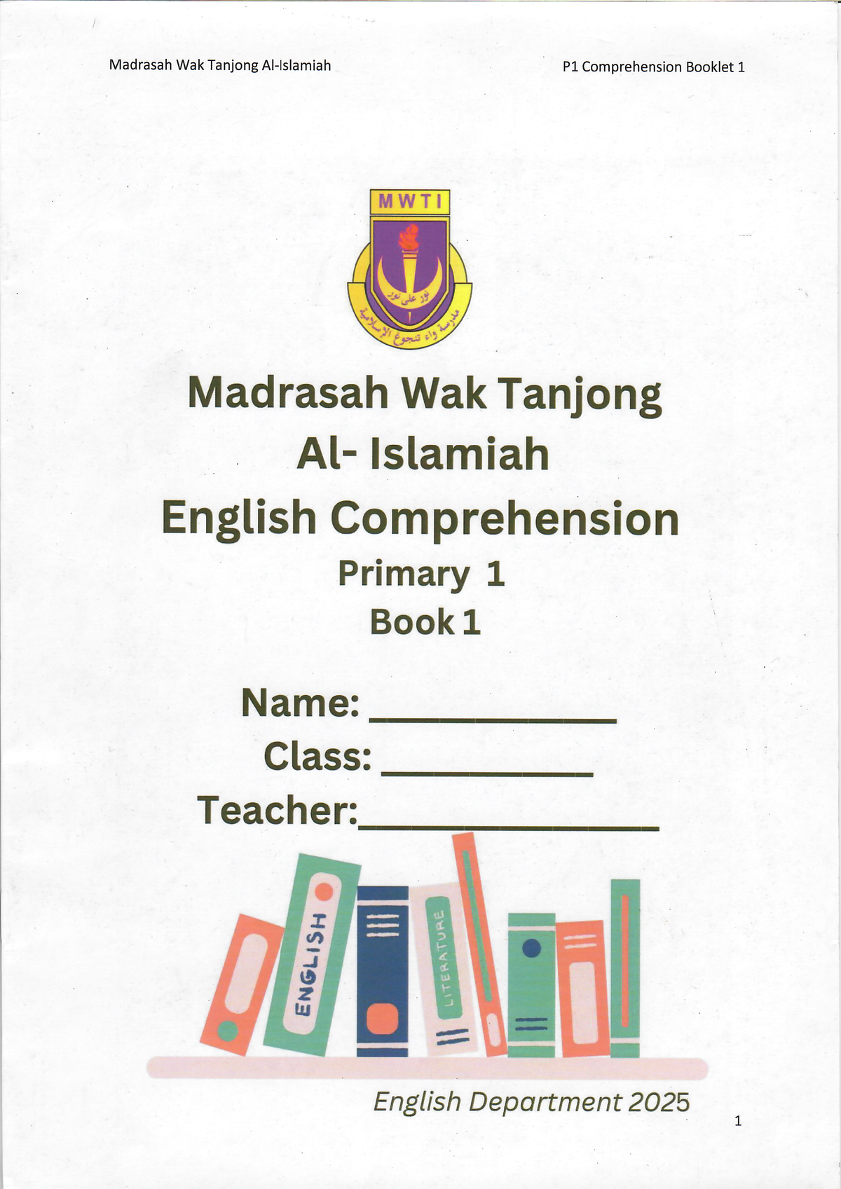 English Comprehension Book 1 (MWTI) - Primary 1 book cover